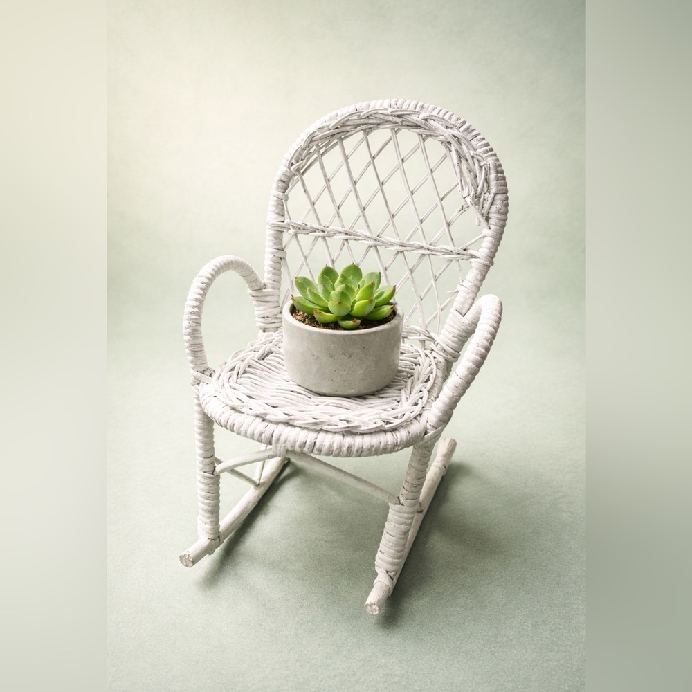 White Wicker Rocking Chair - Picture 2 of 2